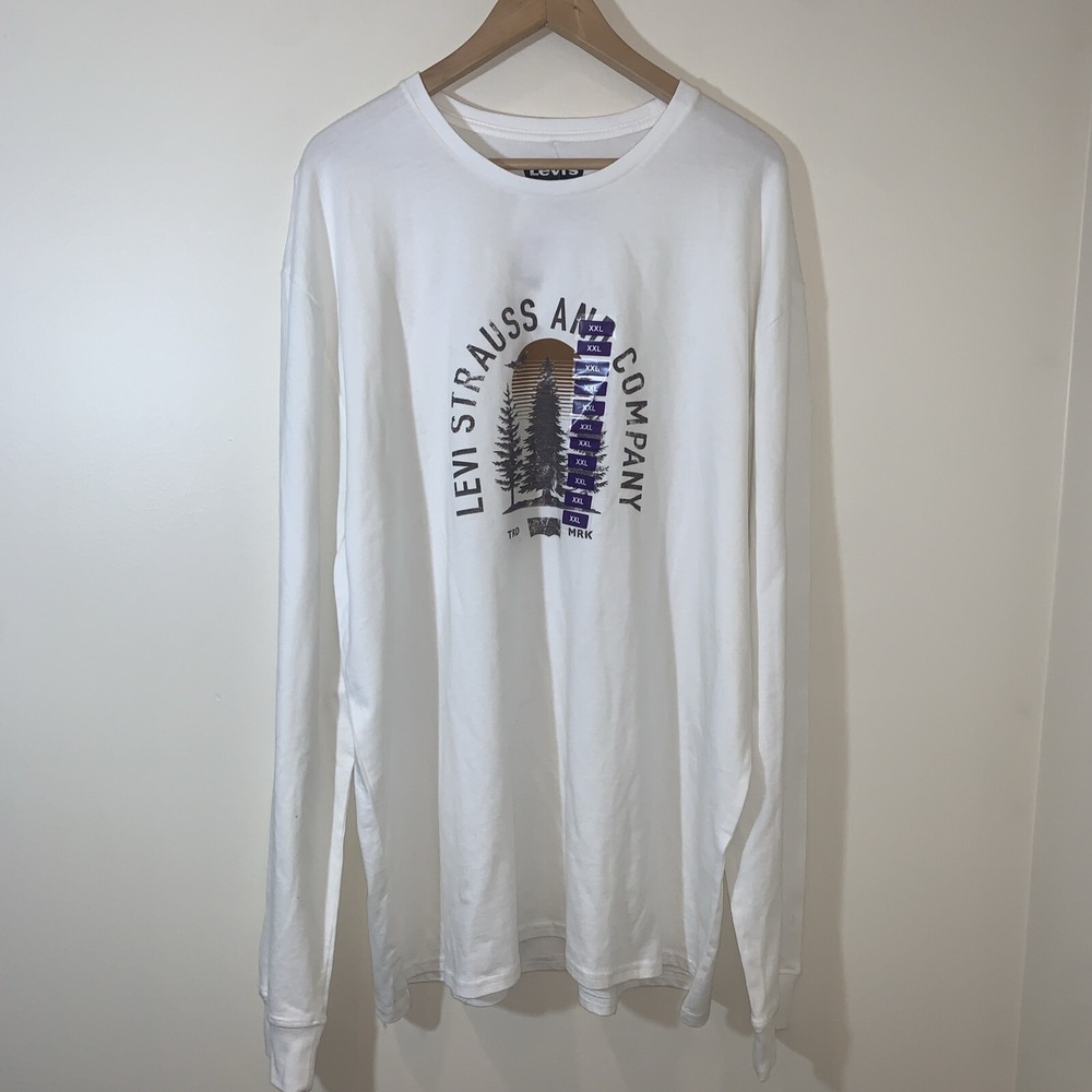 Levi Strauss & Co. XXL White Long‎ Sleeve Graphic T-Shirt